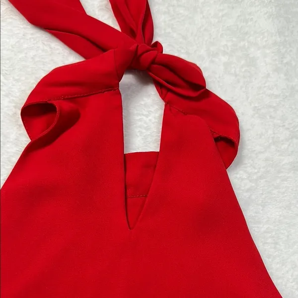 Zara TRF Collection Red Ruffle Sleeveless Halter Top Tied on Back in Size XS - Image 9
