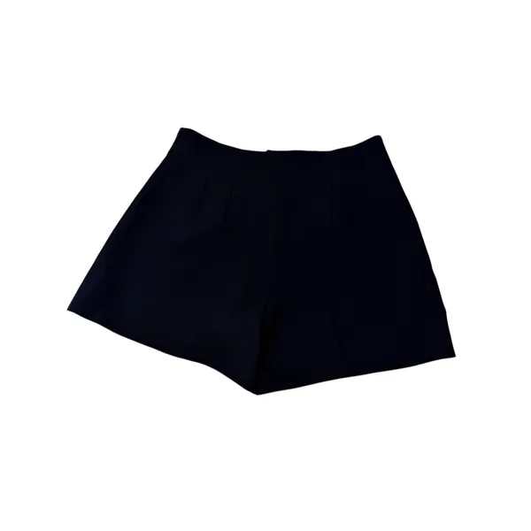 ZARA High Waisted Dress Tailored Navy Shorts Gold Button M - Image 6