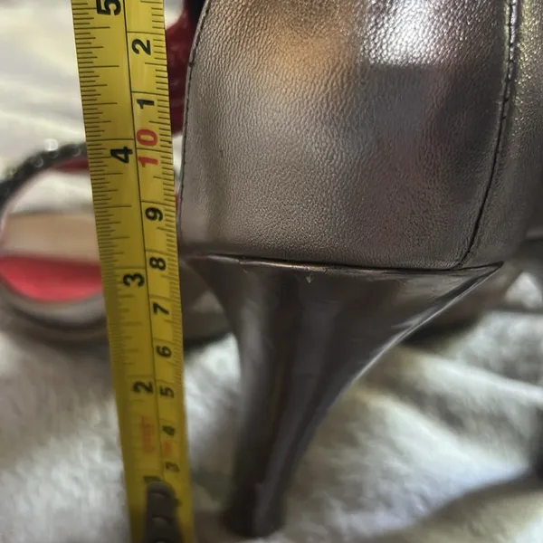 Vintage by Jeffrey Campbell Pewter/Red Ankle Strap 3” Heels Sz 9 - Image 7