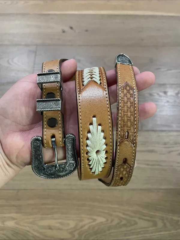 3-D Belt Company Western Leather Belt Made In USA - Image 3
