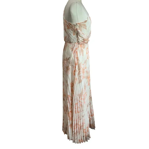 Express Metallic Floral‎ One Shoulder Front Twist Pleated Maxi Dress Size M - Image 4