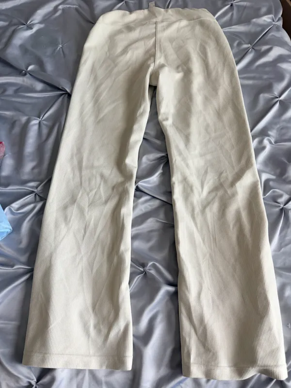 Ribbed Straight-Leg Pants in Cream - Image 3