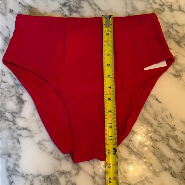 NWT Quince Italian High Rise Cherry Red Bikini Bottom Swimwear Sz L 🍒 sold out - Image 10