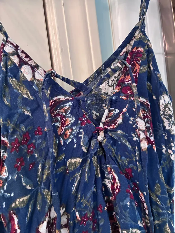Abercrombie & Fitch Floral Dark Blue Sleeveless Maxi Dress size XS - Image 3