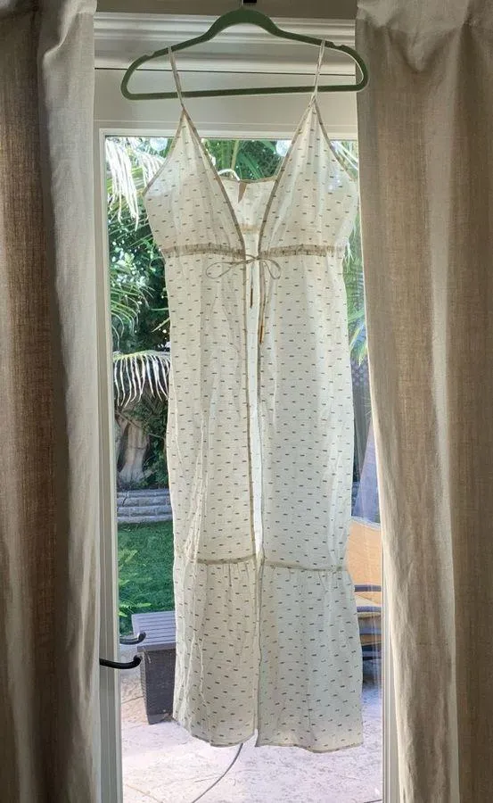 Morena Rosa Brazilian Sheer White Gold Tie Swim Beach Coverup S Cotton - Image 9