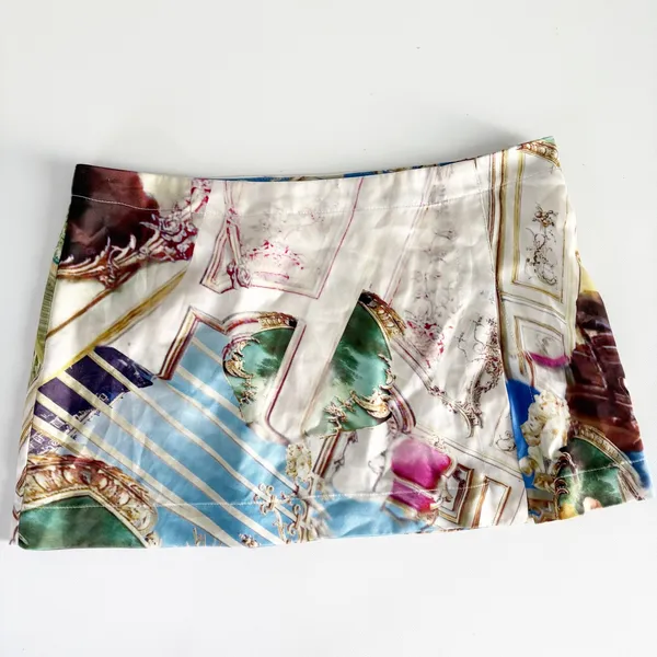 Miaou Womens Paloma Elsesser Chateau Artsy Print Baroque Micro Mini Skirt Size S - Image 3