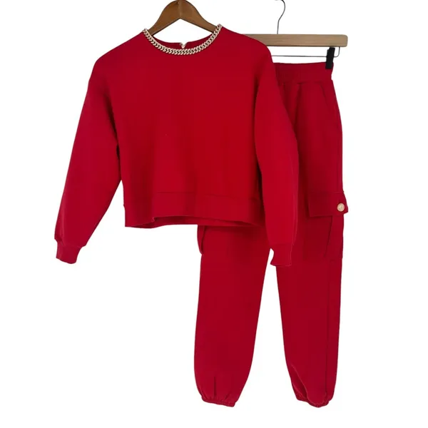 Generation Love Red Collina Chain‎ Sweatshirt & Misha Sweatpants Set Size XXS - Image 4