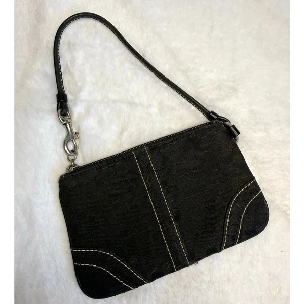 COACH Black Signature Canvas Wristlet - Image 2