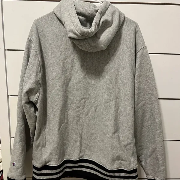 Champion Reverse Weave Grey & Black Sweatshirt Hoodie - Image 3