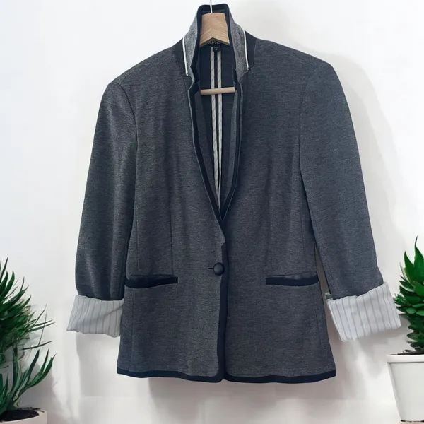 Express Ponte Stretch Knit Academy Blazer with Piped Trim - Image 5