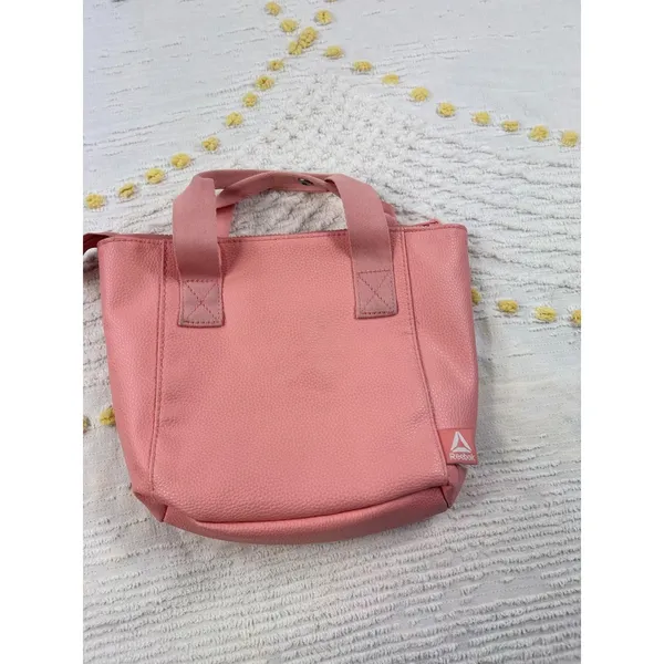 Reebok‎ Mini Tote Bag Purse Salmon Pink Faux Leather Small Handbag - Image 3