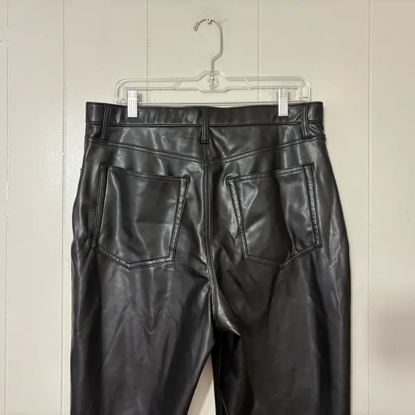 Abercrombie & Fitch 90s Straight Faux Leather Pants Black Ultra High Rise Size 1 - Image 11