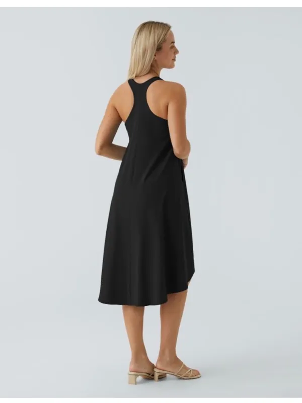 Halara Breezeful Midi Dress Black Racerback Pockets High Low Flowy NEW Sz Medium - Image 11