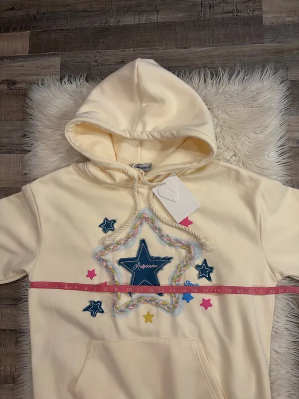 NWT Aelfric Eden star graphic appliqué oversized hoodie fleece lined S - Image 7
