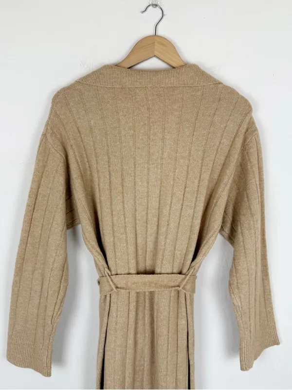 Roolee V-Neck Knit Ribbed Sweater Belted Midi Dress - Image 4