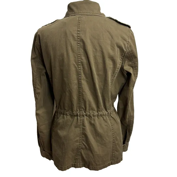J.‎ Crew Jacket Brown Button Up Lightweight Utility Drawstring Waist Military S - Image 2