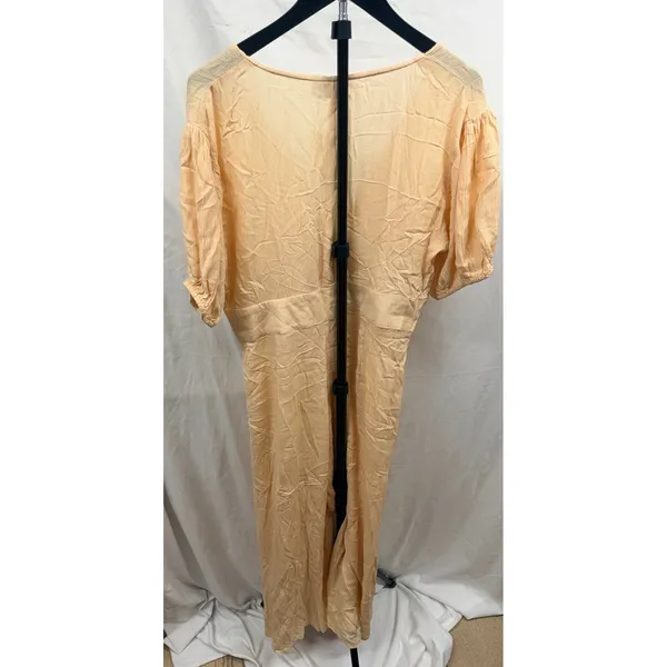 New! ASOS Women's Crinkle Tea Wide Leg Jumpsuit with Puff Sleeves in Stone Sz 12 - Image 8