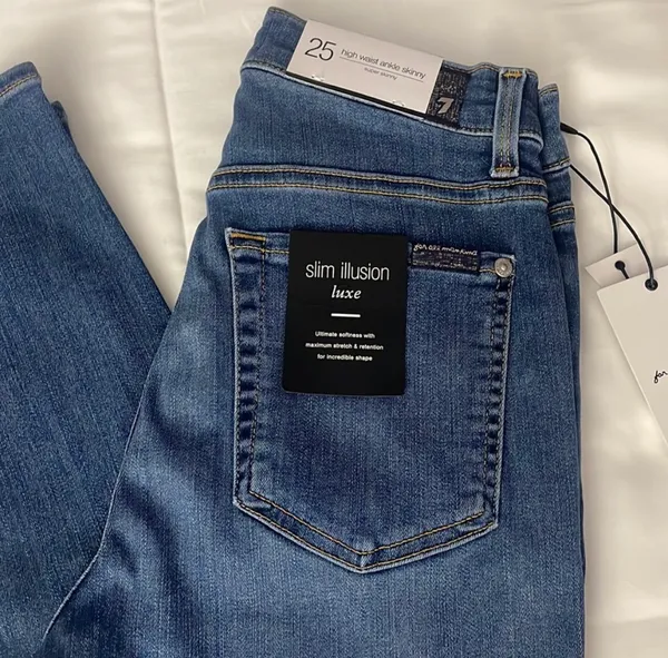 7 For All Mankind Silm illusion Luxe High Waist Ankle Skinny Jeans Sz 25 - Image 4