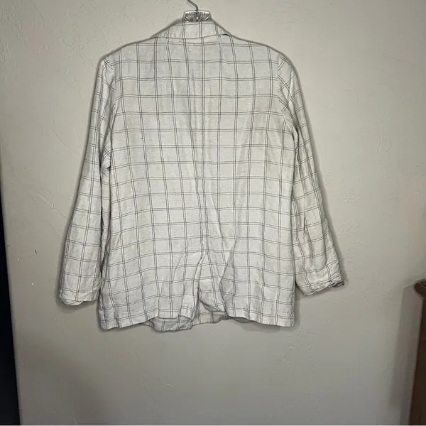 Madewell‎ Dorset Linen Cotton Windowpane Tan Blue Two Button Blazer - Image 9