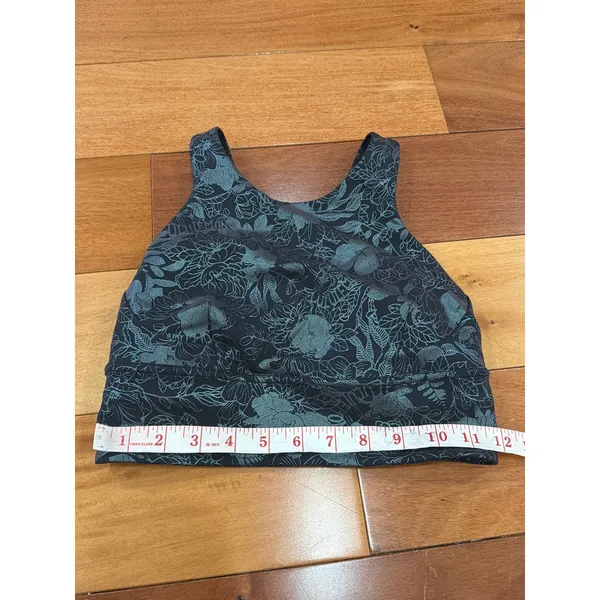 NWOT Lululemon Sports Bra Womens Black Teal Floral High Neck Racerback 4 - Image 5