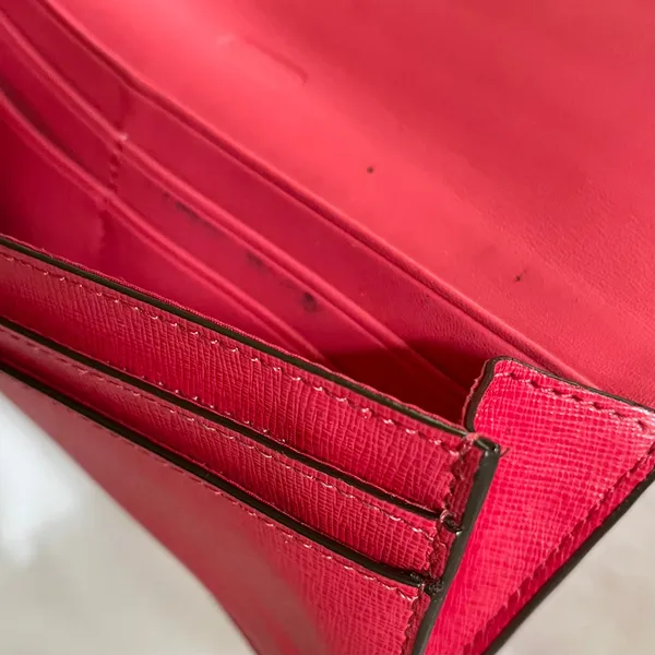 Coach Scarlet Pink Saffiano Leather Slim Soft Wallet #F49350 - Image 7