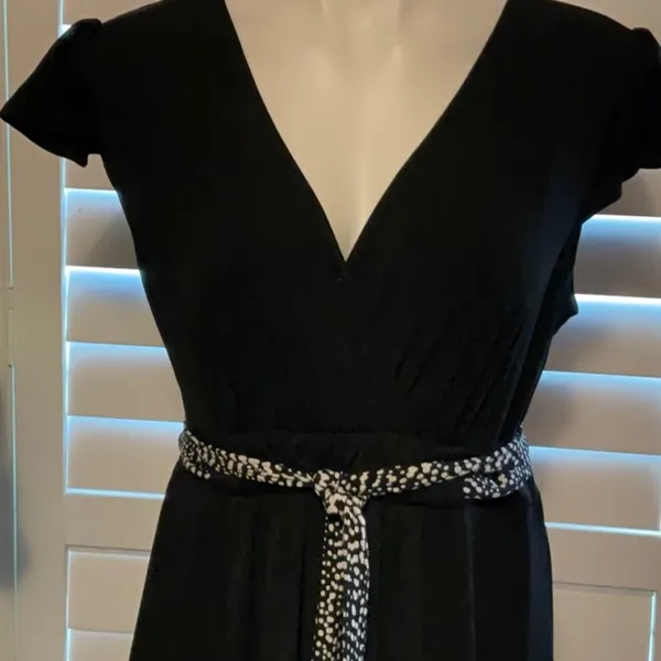Merona Black A-line Midi Dress with Flutter Sleeves - Image 2