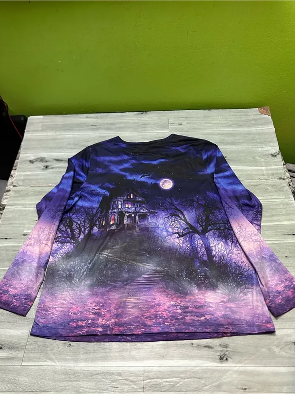 Gloria Vanderbilt Purple Ombre Halloween Pumpkin Long Sleeve Tee L - Image 8