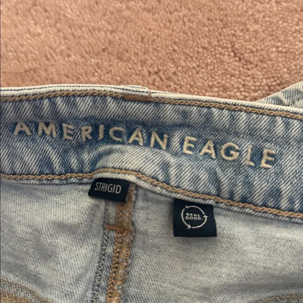 American Eagle Strigid Distressed Super High Rise Baggy Wide Leg Ankle Jeans - Image 5