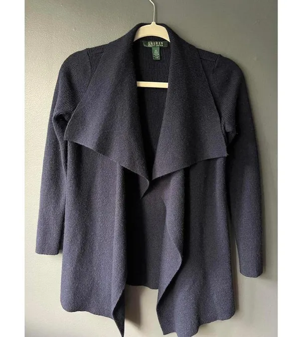Lauren Ralph Lauren Women's Open Front Cardigan - Size M - Navy Blue - Image 4