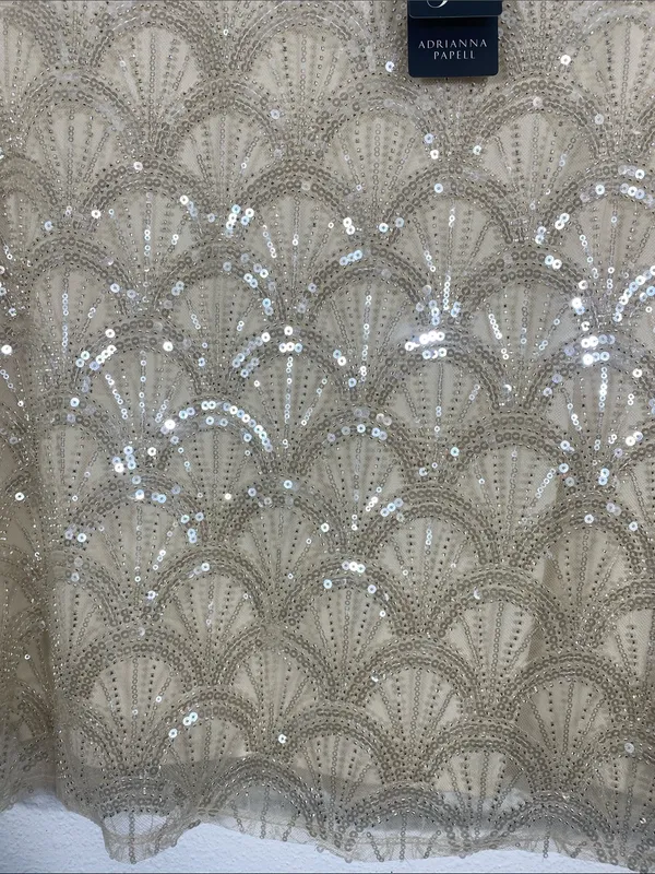 NWT Adrianna Papell Sequin Blouse Top Champagne L - Image 4
