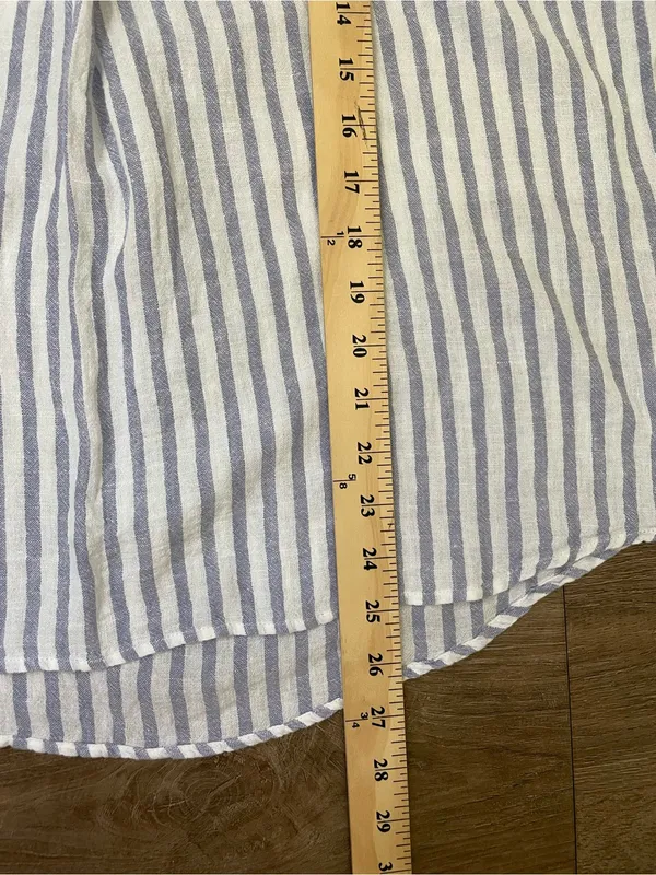 Rails Nala Popover Blouse Size M Blue Iris Stripe Linen Rayon Coastal Chic Beach - Image 11