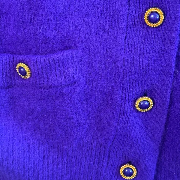 Shannan Vtg Angora‎ Lambswool Cardigan Sweater Purple Fuzzy Button Front M Luxe - Image 10