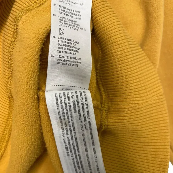 Abercrombie Fitch Top Womens XS Felt Logo Sweatshirt Academic Rugby Yellow - Image 7
