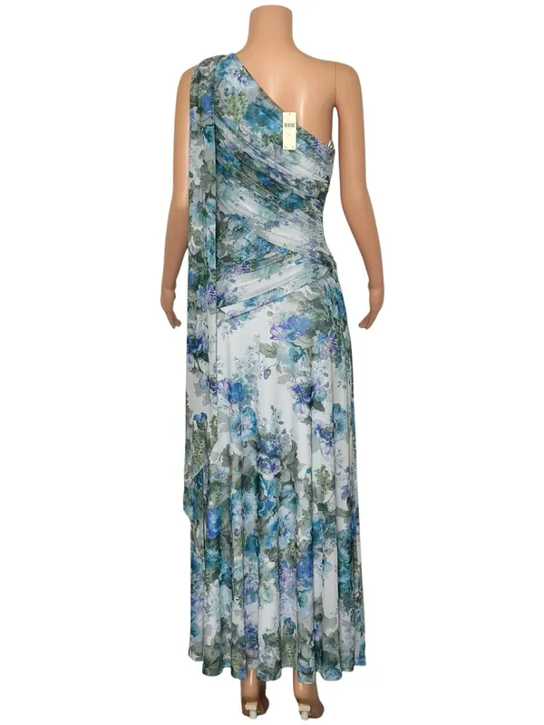 BHLDN One-Shoulder Scarf Maxi Dress, Blue Floral, Medium - Image 5