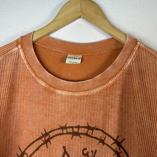 Chicka-D western orange Southern TEXAS Corded Sweatshirt Large rodeo UT farm - Image 7