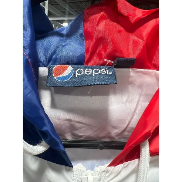 Pepsi Cola Wind Breaker Jacket Zip Up Retro Logo Spell Out Women's Size Medium - Image 4