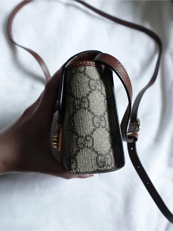 Gucci GG Supreme Monogram Calfskin Mini Padlock Top Handle Shoulder Bag - Image 9