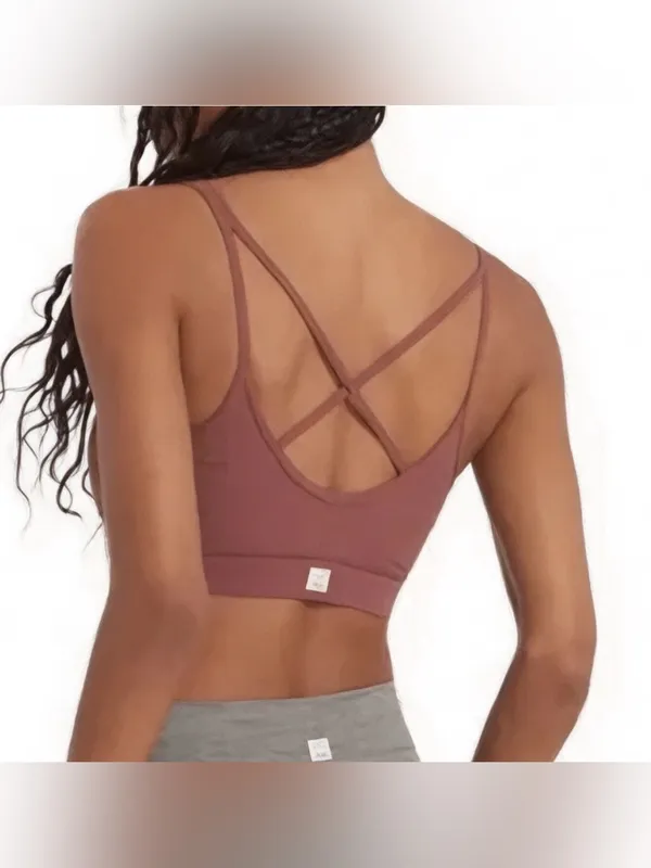 Vuori Mindset Sports Bra XS Cedar Mauve Strappy Workout Yoga Pilates Running - Image 2