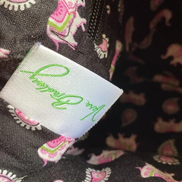 Vera Bradley Elephant Print Black Pink Purse Handbag‎ Paisley Vintage Shoulder - Image 9