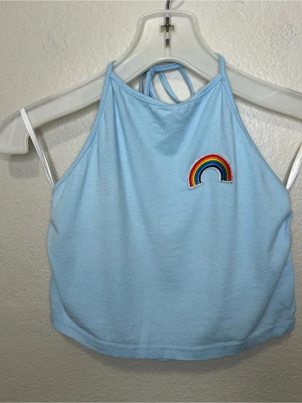 Baby Blue Rainbow Pride Halter + Shorts Set XS–M Cotton Blend - Image 2