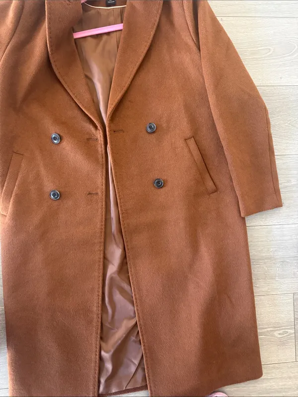 Rachel Zoe Double-Breasted Rust Brown Wool Pea Coat - Image 5