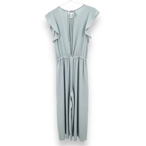 Aritzia Wilfred fleurette jumpsuit womens M ruffle sleeve cropped wide leg gray - Image 6