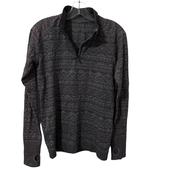 Lululemon Gray Quarter Zip Long Sleeve Thumbhole Top Size 8‎ High Neck - Image 4