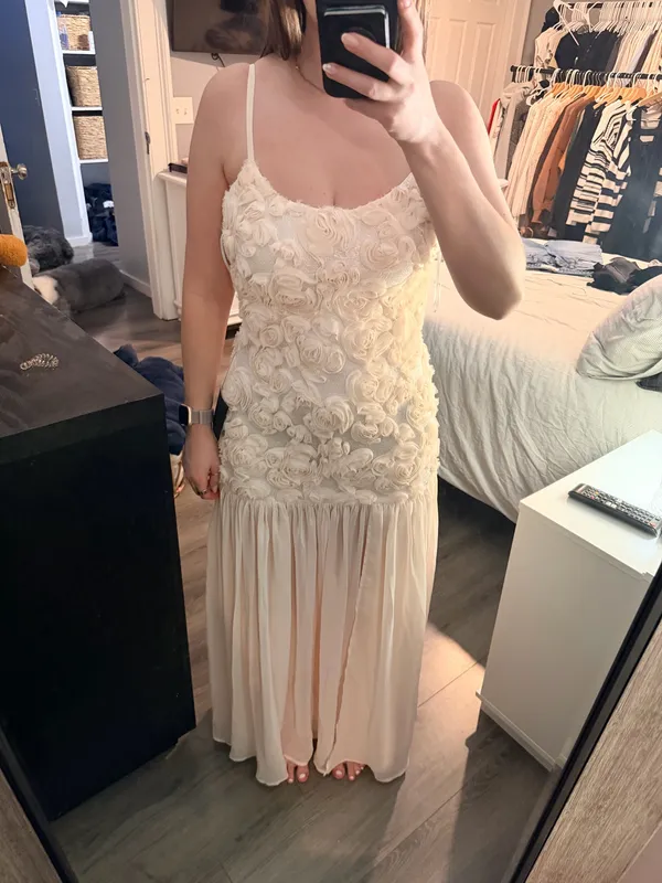Lulus Cream Floral Dress - Image 3