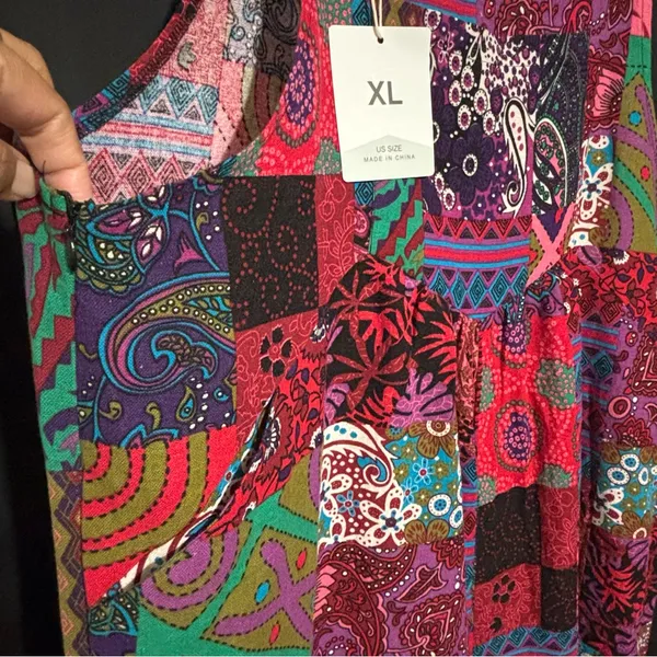 Unbranded XL Colorful Wide Leg Patchwork Print Jumpsuit - Image 4