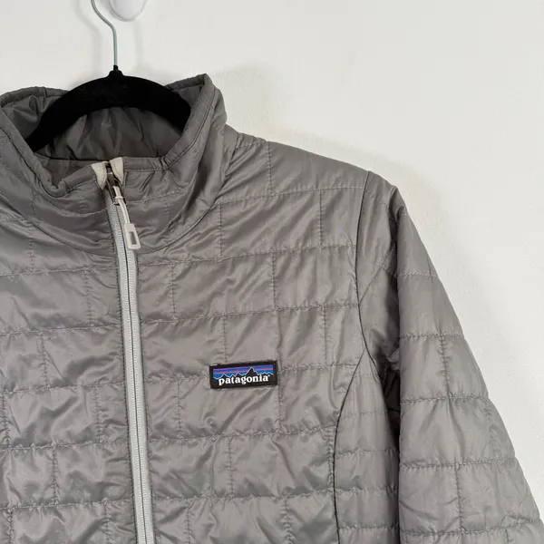Patagonia Nano Puff Full Zip Grey Jacket Primaloft Outdoor Hiking LOGO Womens Sm - Image 3