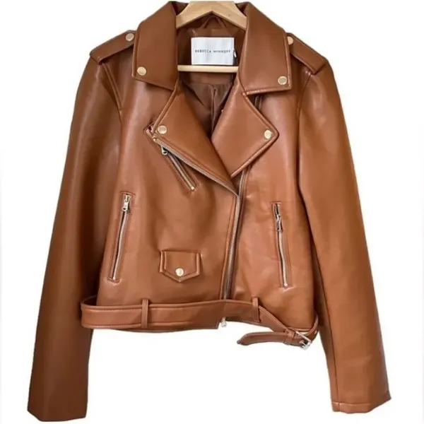 Rebecca Minkoff Cognac/Tan 
Moto Jacket( Size Small) - Image 3