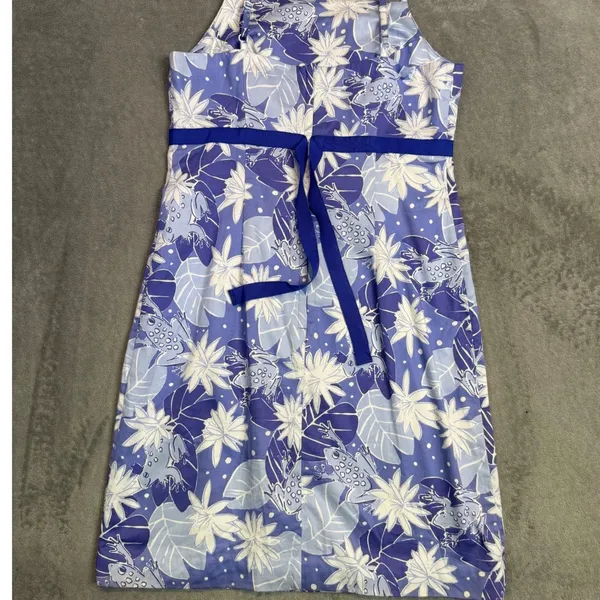 Vintage Lilly Pulitzer Prince Charming Frog Print Shift Dress Women 6 Blue - Image 5