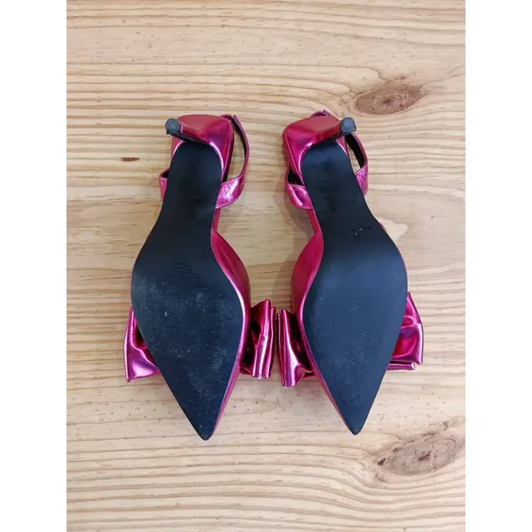 RAID Martini Metallic Pink Bow Pointed Toe Slingback Heels Shoes Size 8 US - Image 11