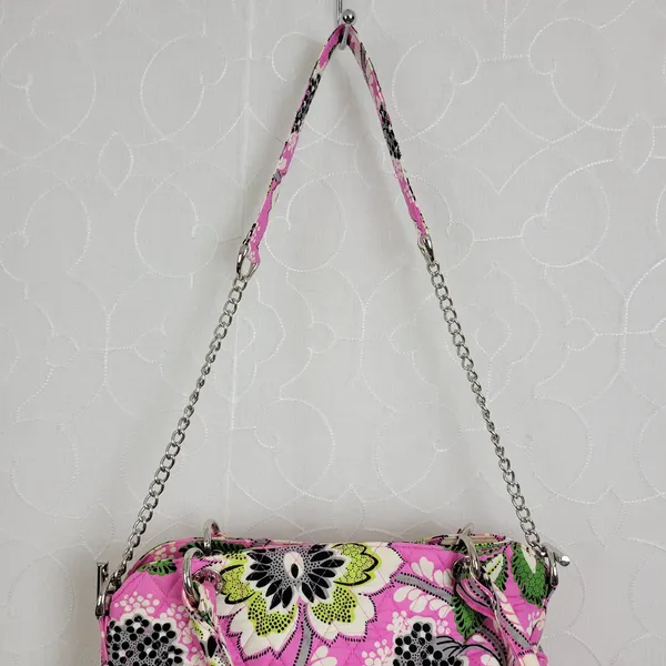 Vera Bradley Crossbody‎ Shoulder Bag Pink Print Fabric Handbag Purse Pocketbook - Image 3